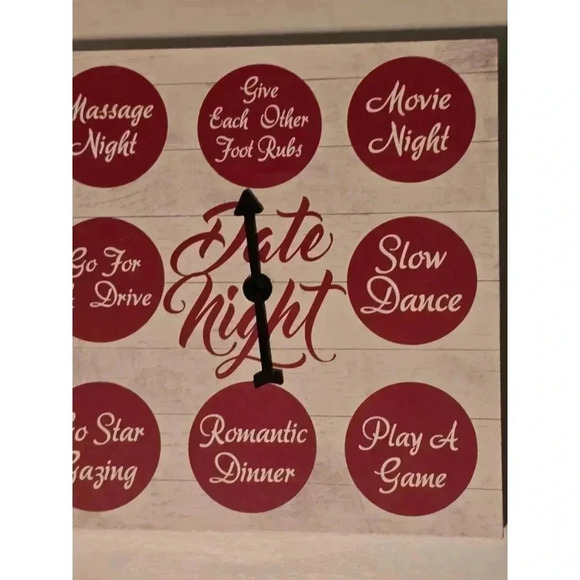 Date Night Game Wooden White and Red Design with Black Plastic Spin Arrow - Picture 2 of 4